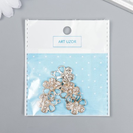 Decor for creativity Metal "Flower" gold, rhinestones 2x2 cm-3