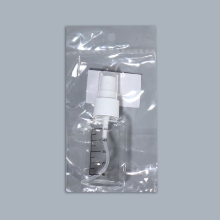 A bottle for storage, with a spray, with a division scale, 50 ml, white/transparent color-7
