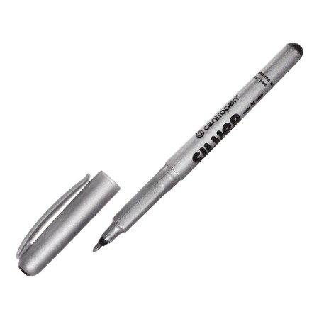 Permanent marker 2.5 mm centropen 2670, thin, line 1 mm, silver color-4
