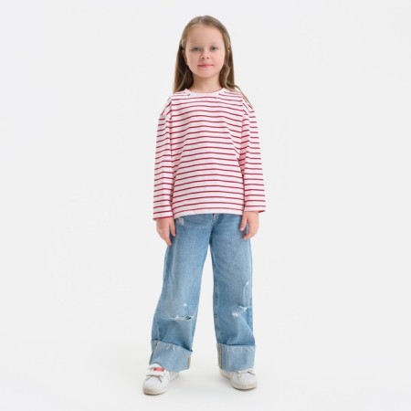 Longsliv children in strip KAFTAN, size 34 (122-128 cm), white/red color-4