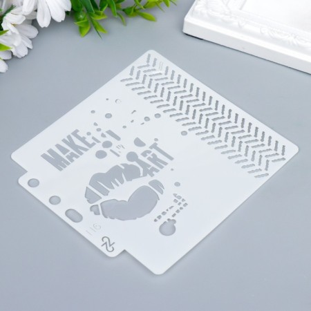 Stencil plastic "Lip and patterns" 13x14 cm-1