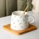 Ceramic mug with a spoon on a wooden stand “Future”, 240 ml, white color