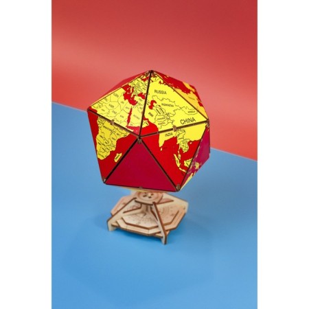 Designer Wooden 3D Ewa Globe Icosahedron with a secret (box, safe) red-8