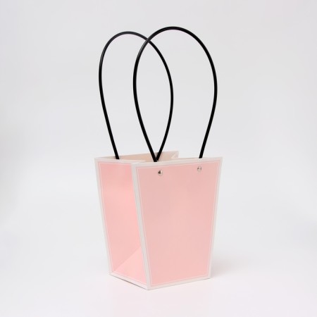 Bag for flowers light pink, moisture resistant, 17x17-11.5x11.5-20 cm 6-1