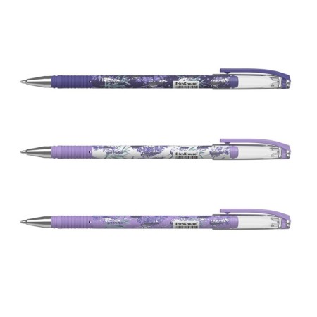 Ballic handle Erichkrause Lavender Stick, rubber emphasis, node 0.7 mm, blue ink, letter line 2000 meters, mix-1