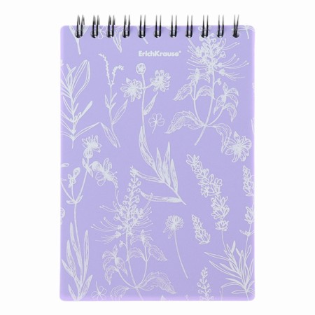 STOCKENOT on spirals A6, 80 sheets, cell, Erichkrause "Lavender", plastic cover silk -screen cover, OFSET BELIST 100%-4