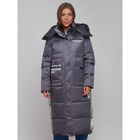 Coat insulated winter female, size 42, dark purple color-4
