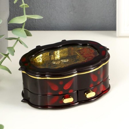 Casket Musical oval "Carved" 12x8x5 cm-1