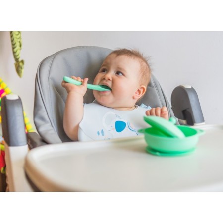 Silicone bib, with a pocket "elephant", color gray color-6