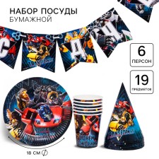 A set of disposable paper utensils, on 6 people 