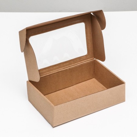Boxing box, brown with a window, 26 x 17 x 8 cm-3