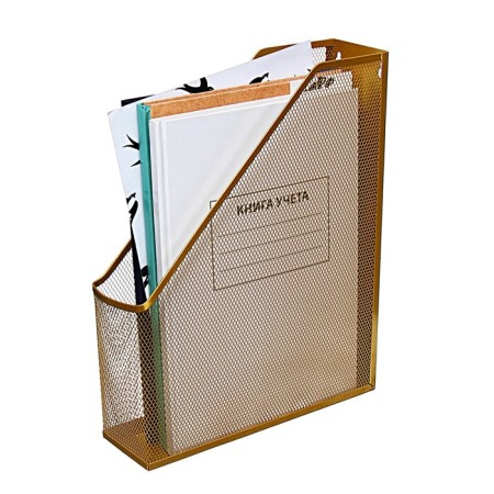 Vertical Calligrata tray, 1 compartment, mesh, metal, gold-3