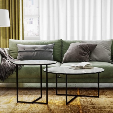 Coffee table "Albano Glass", 550 × 550 × 500 mm, white color Lacobel-4