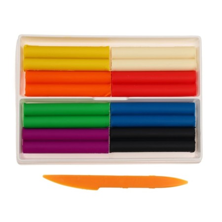 Soft plasticine (wax), 8 colors, 140 g, "fantasy", with a glass, mix-3