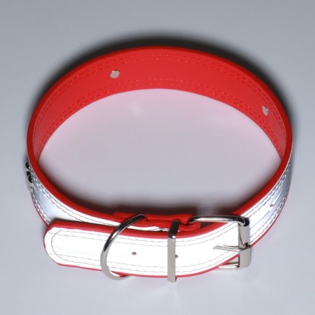 The collar is wide with bones, reflective, 66 x 3.5 cm, Osh 48-58 cm, red-6