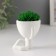 Kashpo concrete mini "Mr. Green" Ivazaru with moss white 5.5x6.5x6.5 cm (moss green stabil)