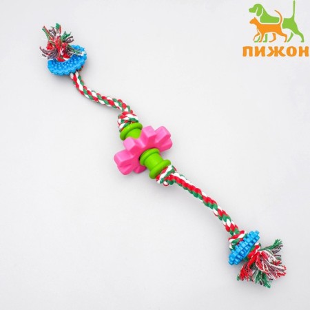 Cable toy with chewing elements "gears", up to 34 cm, up to 100 g, mix of flowers