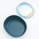 A rounded toilet round 48.2 x 40.5 x 25.5 cm, blue/blue