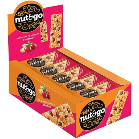 Batonchik "Nut & Go", peanuts and cranberries, 42 g-1