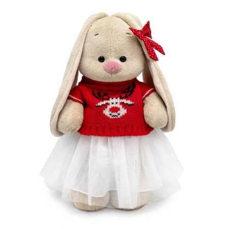 Soft toy "Bunny Mi", in a sweater with a deer, 25 cm