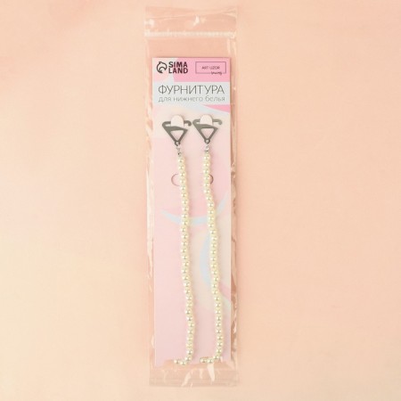 Wraps decorative with pearls, metal fittings, 5 mm, 45 cm, steam, white color-4