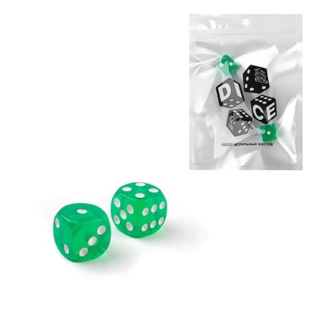 Dice play "Game time", 1.6 x 1.6 cm, set 2 pcs, green-1