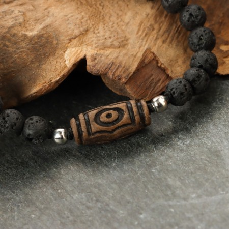 Bracelet from lava with bead Ji "Three Eyes" No. 1-2