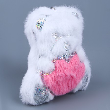 Soft toy "Bear" with a heart, on a key fob, 11 cm-1