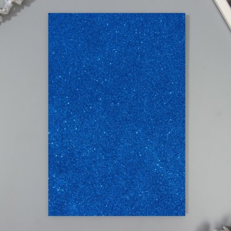 A set of glitter foamiran (5 sheets) 2 mm, 20x30 cm, blue-3