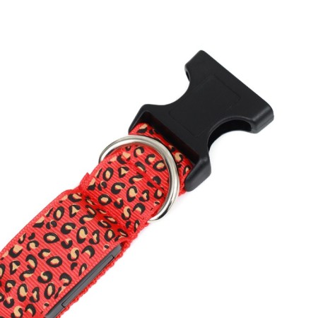 Collar with backlight leopard 3 glow modes Size S, Osh 22-40 x 2.5 cm red red-8
