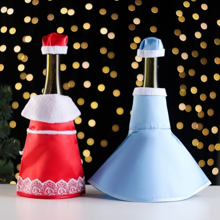 Champagne costume "Santa Claus and Snow Maiden" Blue and Red Color-1