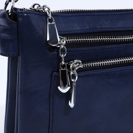 Bag Cross-Bodi with a zipper, blue color-3