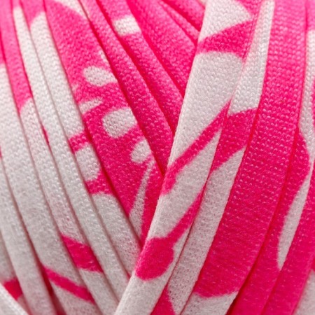 Knitted yarn 95% cotton, 5% elastan "Lentino Print" 100 g 30 m white-pink-3