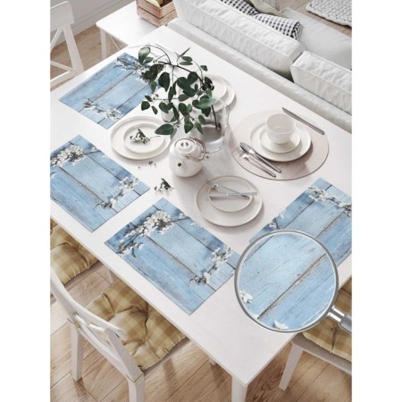 A set of napkins for setting the table “Verkhny branch on wooden boards”, rectangular, size 32x46 cm, 4 pcs-1