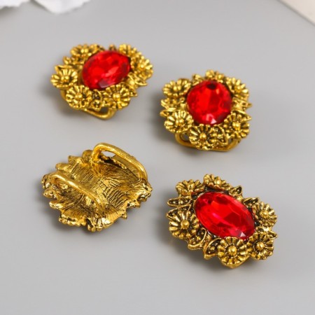 Decor for creativity Metal buckle "Crystal in colors" set of 4 pcs 2.5x2.3x1 cm-2