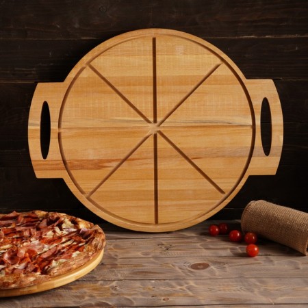 Pizza board with ADELICA handles "Italiano", 55 × 45 × 2 cm, birch, saturated with oil-4
