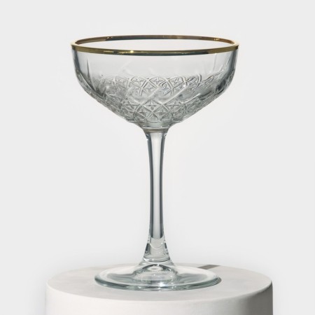 Timeless glass glasses set, 255 ml, 4 pcs, with a golden border-1