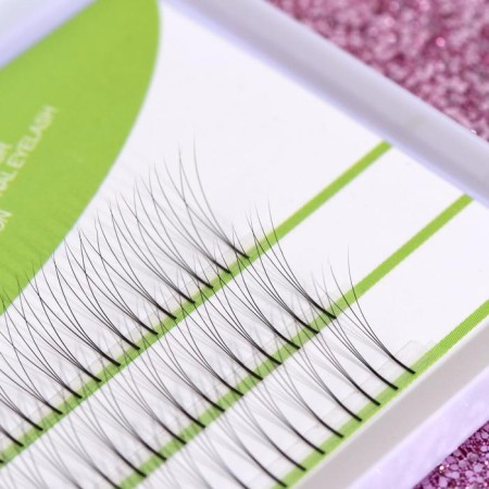 Eyelashes for extension, bundles, 12 mm, thickness 0.07 mm, bend C, 120 bundles, black color black-1