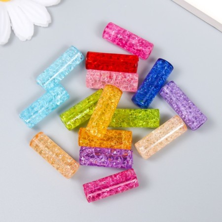 Beads for creativity plastic "Cylinder. Bubbles" set of 15 pcs mix 0.9x0.9x2.6 cm