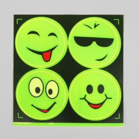 Reflective stickers "smiles", d = 5 cm, 4 pcs on the sheet, yellow color-2