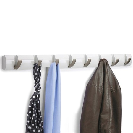 Horizontal Flip wall hanger, 8 hooks, white