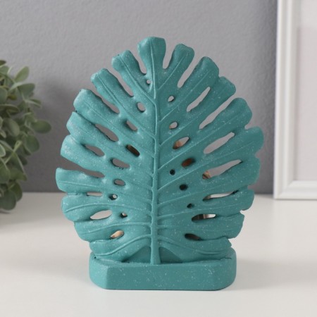 Souvenir Polystone "Hotachik, dimples on cheeks. Palm sheet" Blue and Bezh 14.5x9x17.5 cm-2