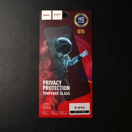 Hoco protective glass, for iPhone 14 Pro, antishpion, full glue, 0.33 mm, 9 h-5