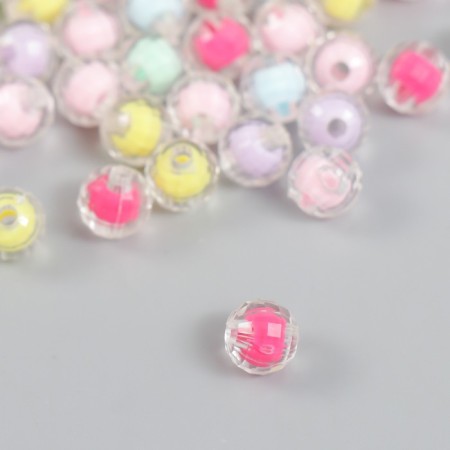 Plastic beads "A ball with faces - the inner color of the assortment" set 20 grams d = 0.8 cm-2