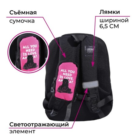 School backpack Art Hype Cat and Love, 39x32x14 cm-4