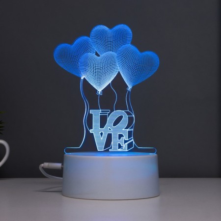 Sensor lamp "Four hearts" LED 7 USB colors/from BAT. White Risalux-8