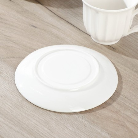 Tea ceramic tea on a wooden stand “Estet”, 12 objects: 6 cups d = 8.6 cm 200 ml, 6 Smarks 14.5 × 10.6 cm, white color-4