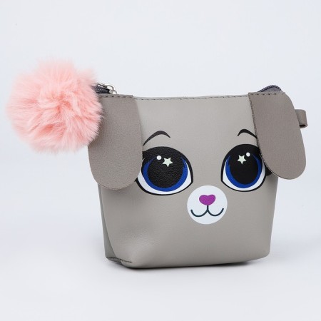 Children's bag for a girl Trapezius "Bunny" with a tail, 18x15x3.5cm-1