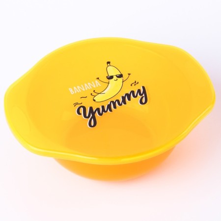 Banana yummy feeding plate, with lid, yellow color-2