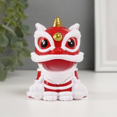 Plastic Plastic "Chinese Leo" red-white 8.5x7.3x8.5 cm